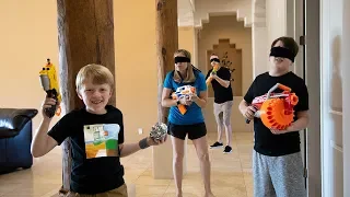 Nerf Game! Sneak Attack Squad Family Nerf Battle Silent Challenge!