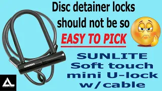 #465 Easy to pick disc detainer Sunlite soft touch mini U-lock w/cable