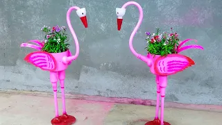 How To Make Flamingo Bird Flower Pot From Plastic Bottles for Beginners | Beautiful Garden