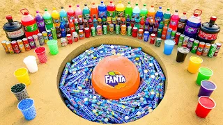 Balloon Fanta vs Mentos in Underground & Big Coca Cola, 7up, Mountain Dew, Chupa Chups and Orbeez