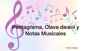 Pentagrama, clave de sol y notas musicales