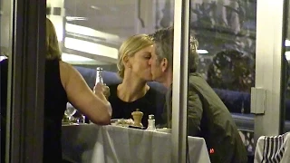 EXCLUSIVE - Charlize Theron and Sean Penn enjoy a romantic dinner at Tetou Restaurant kissing