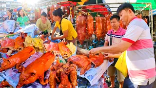 Popular Roasted Pig, Duck, Chicken at Orussey Market - Cambodia Street Food Tour in Phnom Penh