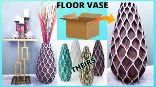 How To Make Long Flower Vase With Cardboard || DIY Tall Floor Vase