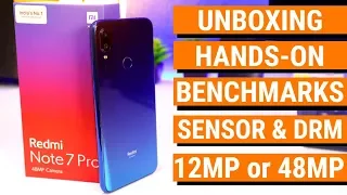 Redmi Note 7 Pro Unboxing of Neptune Blue | Indian Retail Unit | Benchmarks, Sensor, DRM, 48MP Cam