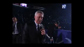 Carlo Ancelotti singing Real Madrid song in Bernabeu in front of fans 🔥 + Ronaldo , Ramos , Casillas