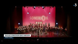 Prestation du Bagad Sonerien Bro Dreger au Championnat national des bagadoù 2023 de Saint-Brieuc