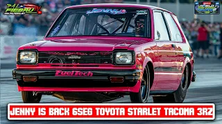 Jenny is back 6 second Toyota Starlet Powered Tacoma 3rz WSCC 2022 Orlando Speedworld | PalfiebruTV