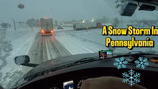 A Snow Storm In Pennsylvania ❄️ #trucking #truckingvlog #snowdriving #snowfall #truckinginsnow