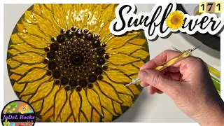 Sunflower Mandala Tutorial | Rock Painting and Dot Art