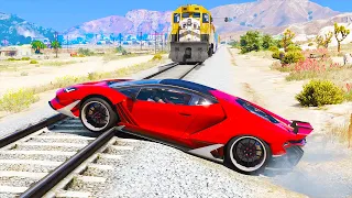 CARS VS TRAIN In GTA 5