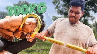 So kèo THẾ KỶ Tài k3 vs Voi Đắk Lắk bẻ Đồ Long Đao 100kg (BẺ THANH LÒ XO 100KG) | THẾ DÂN