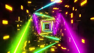 4K VJ Loop. Flying in a tunnel with flashing multicolored fluorescent lights.