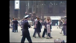 Old Penn Station in New York late 1940s  Full Colorized. Post WW2. from B&W with sound  50 FPS HD