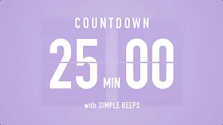 25 Min Countdown Flip Clock Timer / Simple Beeps 🫐 🔔