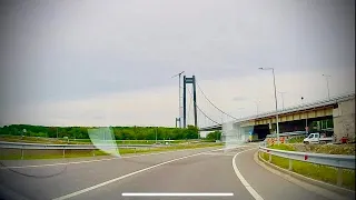 Traversare pod suspendat peste Dunare, la Braila
