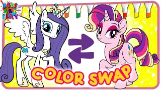 MLP My Little Pony Cadence and Rarity COLOR SWAP coloring pages how To Color