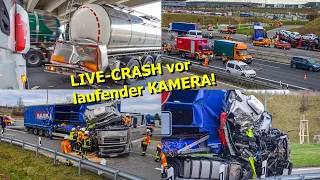 ++ LIVE-CRASH VOR LAUFENDER KAMERA ++ MASSIVE ZERSTÖRUNG bei LKW-UNFALL ~ A6 | FEUERWEHR im EINSATZ