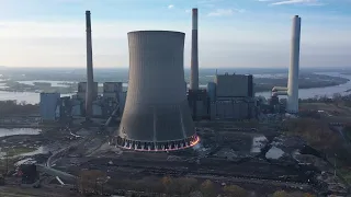 Sprengung Kühlturm Kraftwerk Voerde am 03.12. - Re-Upload - Drohnen-Aufnahme inkl. Slow Motion