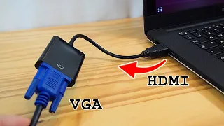 HDMI to VGA adapter • Setup with laptop and old VGA monitor