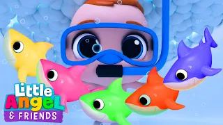 [ 15 MIN LOOP ] Rainbow Color Baby Sharks Bath Song | Little Angel And Friends Kid Songs