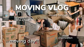 MOVING VLOG #3: moving day!!!, moving furniture, unpacking kitchen & closet, cleaning & organizing