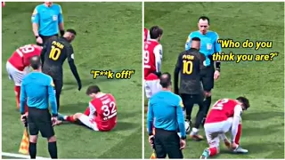 Neymar's reaction when Reims right-back Thomas Foket refuses his hand