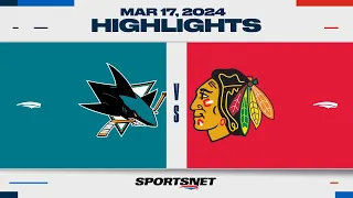 NHL Highlights | Sharks vs. Blackhawks - March 17, 2024