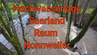 Ernste Situation , Steigende Pegel , Hochwasser Nonnweiler im Saarland