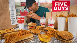 THE $120 FIVE GUYS CHALLENGE | 13,000 CALORIES | ENTIRE MENU