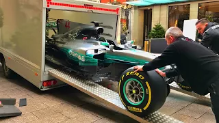 This is how you deliver Lewis Hamilton's F1 car into central London for Autosport Awards 2017