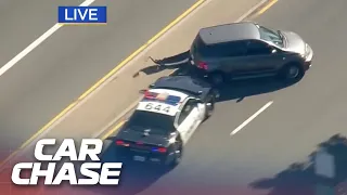 Police try the PIT Maneuver 7 times before getting suspect to stop!