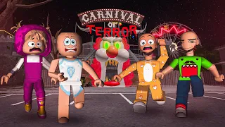 JJ ESCAPE THE CARNIVAL OF TERROR ALL PARTS WITH BOBBY, MASHAND PABLO | Roblox Funny Moments