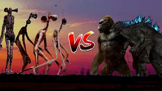 Godzilla & King Kong ARMY VS Siren Head ARMY