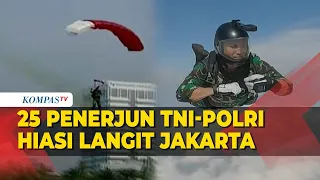 Aksi Memukau 25 Penerjun TNI-Polri Menghiasi Langit Jakarta di HUT ke 78 TNI