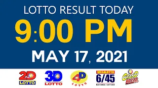 Lotto Results Today May 17 2021 9pm Ez2 Swertres 2D 3D 4D 6/45 6/55 PCSO