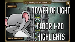 Tower of Light FLOOR 1-20 FULL CLEAR HIGHLIGHTS SUMMONERS WAR SKY ARENA CHALLENGE OF ASCENSION