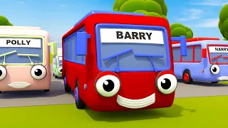 Five Little Buses, Fire Trucks & Monster Truck Nursery Rhymes & Kids Songs | Gecko's Garage