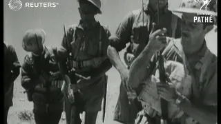 Soldiers advance at El Alamein battle zone on the Egyptian front (1942)