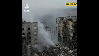 Drone footage shows aftermath of Ukrainian town | AJ #shorts