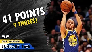 Stephen Curry - 2019.01.16 - Warriors vs Pelicans - 41 Points, 9 Threes