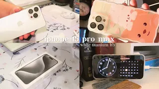 Aesthetic Unboxing iPhone 15 Pro Max White Titanium 1TB | silent vlog | relaxing