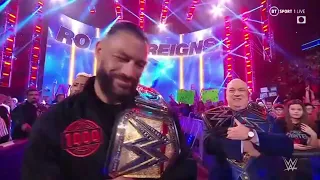 Roman Reigns 1st entrance with the new undisputed title (3 belts)