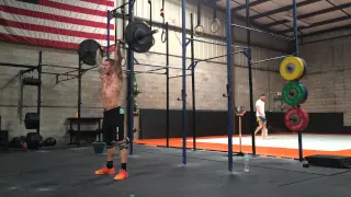 Training 3/18/2015: 8 minute EMOM of  8 thrusters @ 105 / 8 ctb pull-ups / 8 bar facing Burpees