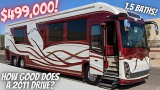 TOUR AND TEST DRIVE OF 2011 NEWELL COACH WITH UNIQUE FLOORPLAN