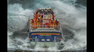 Moelfre lifeboat returning to the boathouse after this morning's shout.