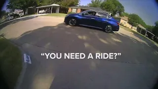 Officers catch a ride with a civilian during foot chase