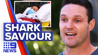 Husband hailed as hero for saving wife from shark attack | 9 News Australia