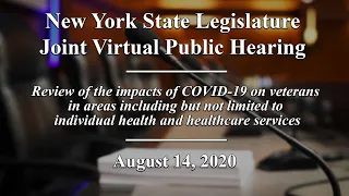 NYS Legislature Joint Public Hearing: Review of the Impacts of COVID-19 on NY’s Veterans - 8/14/20