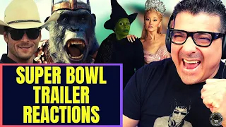 SUPER BOWL Trailers Reactions!! | TWISTERS, KINGDOM OF THE PLANET OF THE APES, and WICKED